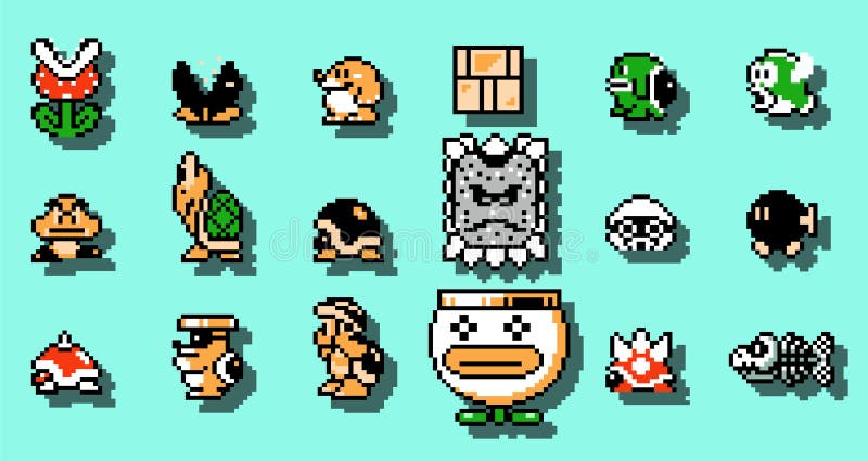 Conjunto De Inimigos Do Chefe Personagens De Super Mario Bros 3 Ilustração  De Vetor De Design De Pixel De Jogo Clássico Imagem de Stock Editorial -  Ilustração de velho, sabona: 249055004