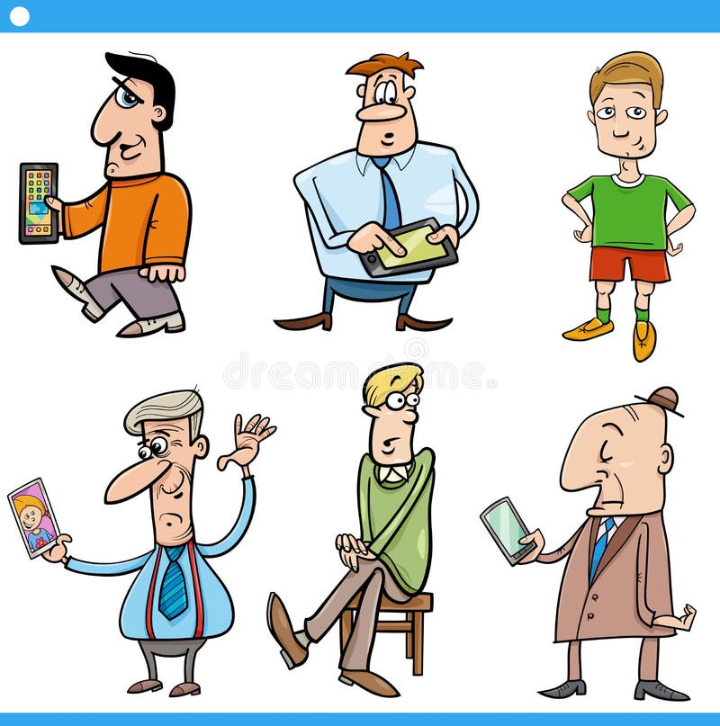 Conjunto De Personajes Cómicos De Dibujos Animados Masculinos Divertidos  Ilustración del Vector - Ilustración de silla, feliz: 257736380