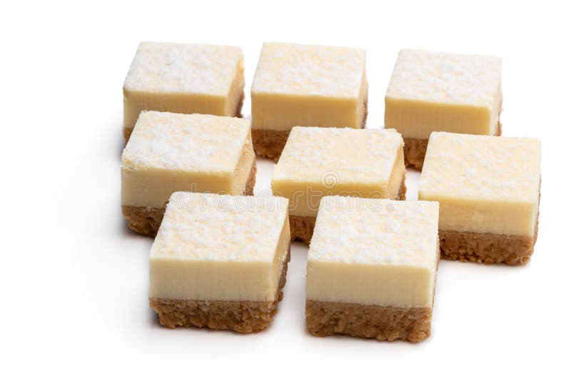 Conjunto de picadas de mini baunilha de cheesecake isoladas em branco