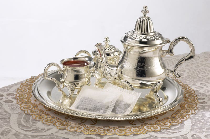 Conjunto de plata de la tetera foto de archivo libre de regalías