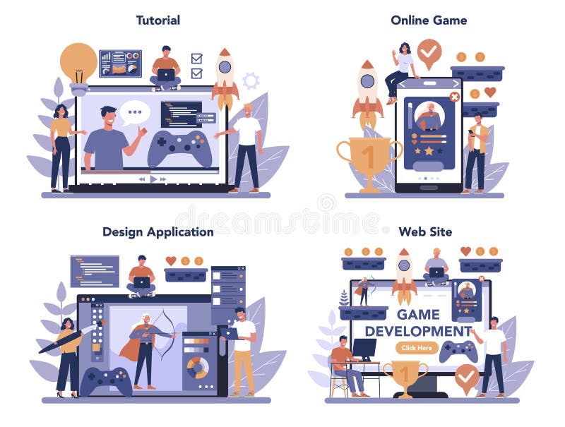 Serviço online de desenvolvimento de jogos ou conjunto de