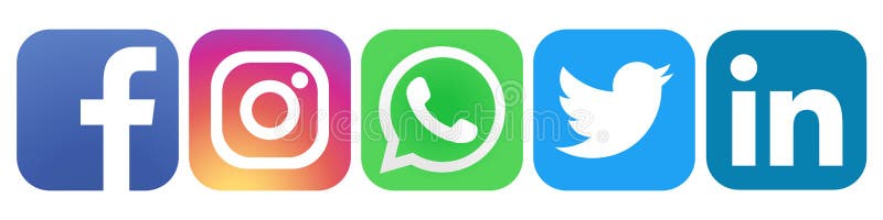 Conjunto de populares iconos de logos de medios sociales instagram facebook twitter whatsapp linkedin.