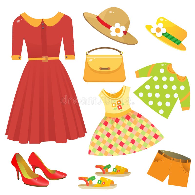 Conjunto De Prendas De Vestir Femeninas. Ropa Roja Mujeres Zapatos En Tacón Niños Ropa Sandalias De Verano Sombrero. Ilustración V Ilustración del Vector - Ilustración de muchacha, imagen: 198322300 Conjunto De Prendas De Vestir Femeninas. Ropa Roja Mujeres Zapatos En Tacón Niños Ropa Sandalias De Verano Sombrero. Ilustración V Ilustración del Vector - Ilustración de muchacha, imagen: 198322300