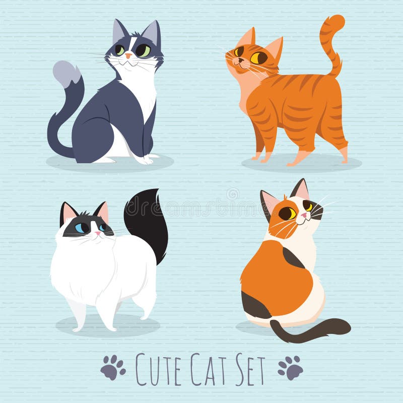 Conjunto De Gatos De Desenho Diferente. Estilo Simples E Moderno Do Gato  Ilustração do Vetor - Ilustração de animal, fundo: 221198556