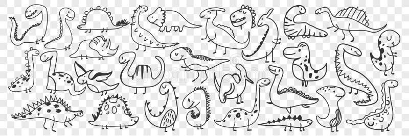 conjunto de dinossauros de desenhos animados para colorir. ilustração em  vetor preto e branco. jogo educativo infantil. estilo cartoon plana.  5871317 Vetor no Vecteezy