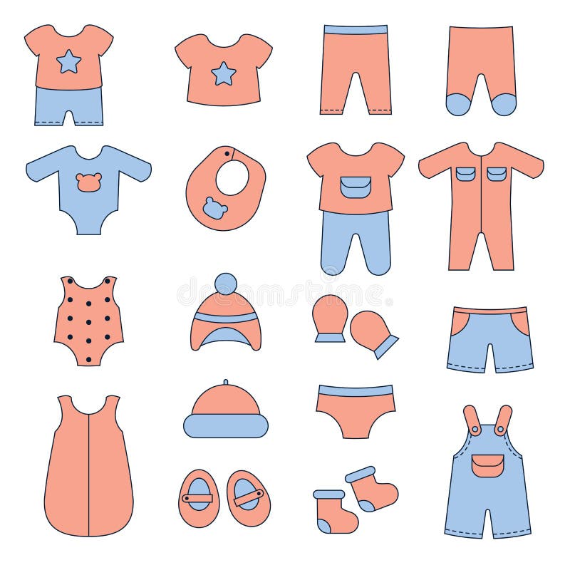 Set De Ropa Linda Para Bebé Ilustración del Vector - Ilustración de ropa,  rosa: 173733596
