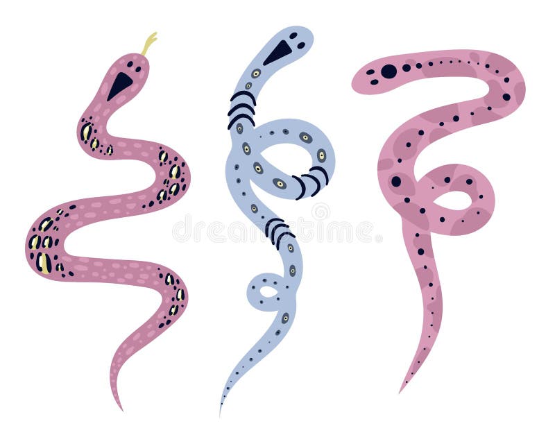 Pôster De Cobra. Cobras Cor-de-rosa E Azul Desenhadas à Mão Sobre
