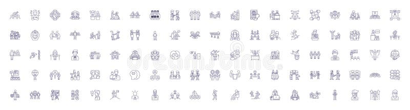 Conjunto de símbolos de iconos de línea de cooperación. colección de diseño de acuerdo de colaboración alianza compromiso de conse