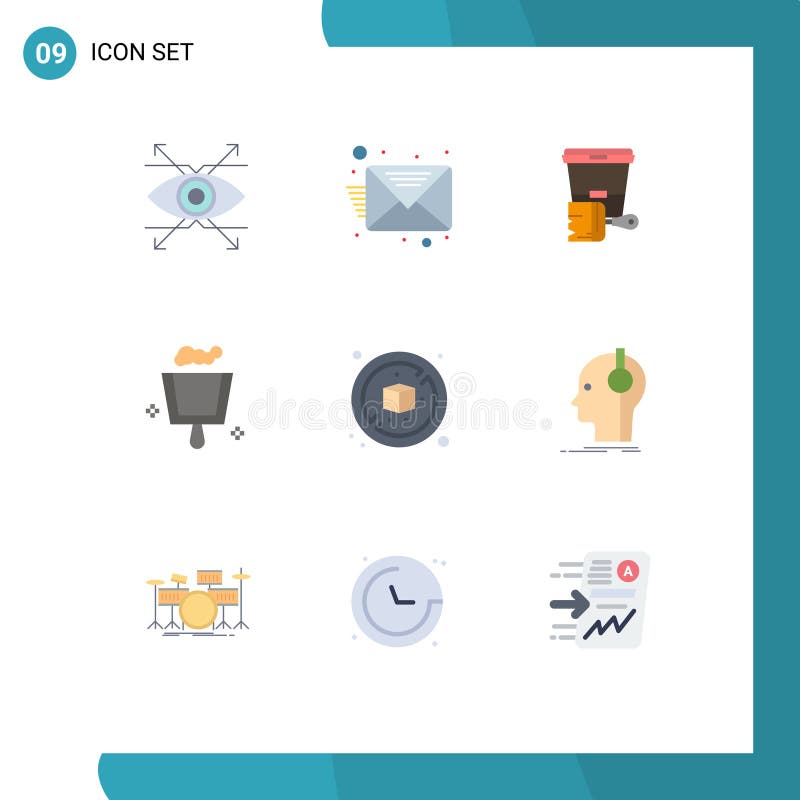 Conjunto de 9 símbolos ui modernos símbolos para compositor dieta cucket no dustpan stock de ilustración