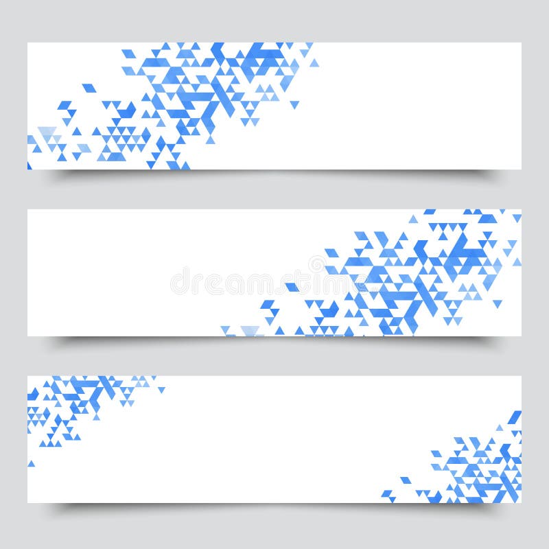 Conjunto de tres banderas vectoriales geométricas modernas con fondo polígonal Triángulo azul stock de ilustración Conjunto de tres banderas vectoriales geométricas modernas con fondo polígonal Triángulo azul stock de ilustración