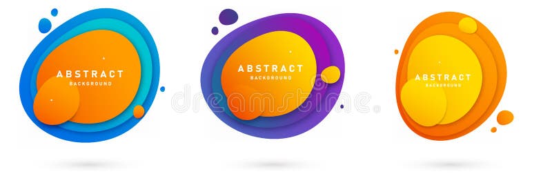 Conjunto de tres formas vectoriales redondeadas de color con colores degradados y plantilla de diseño de moda. aislado. vector abs ilustración del vector
