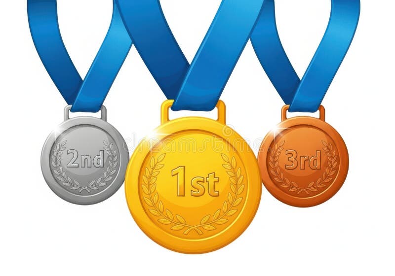 Conjunto de três medalhas ilustração do vetor