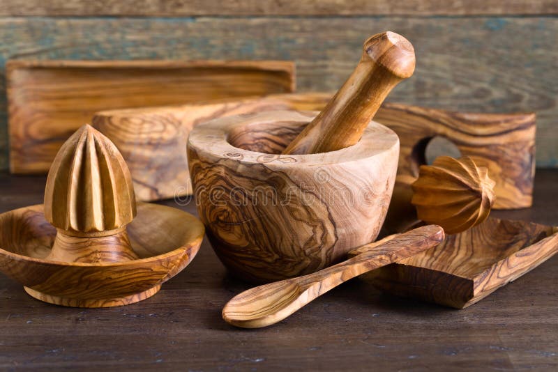Conjunto De Utensilios De Madera De La Cocina Imagen de archivo - Imagen de  madera, kitchenware: 104864745