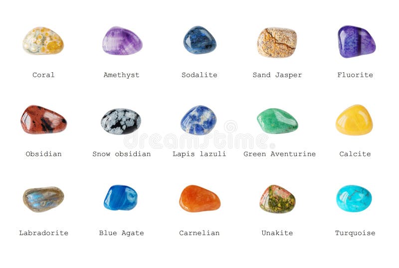 Diversas Piedras Preciosas Pulidas Con Nombres Aisladas Imagen de archivo -  Imagen de travieso, nantes: 77285531