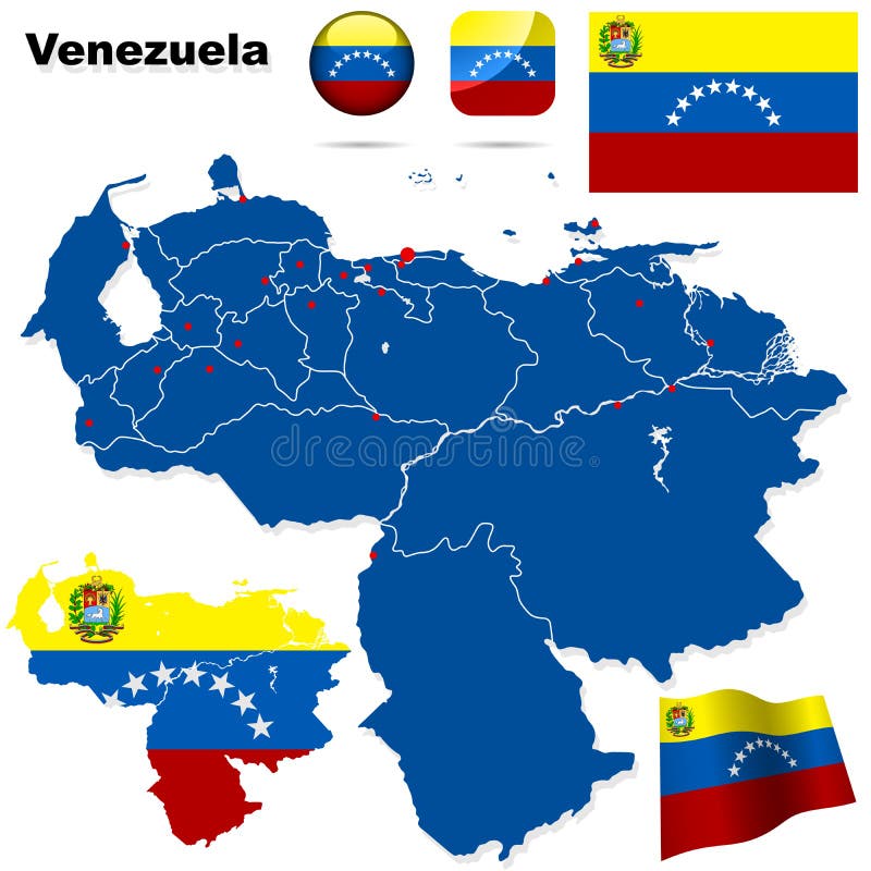 República De Bolivarian De La Silueta Del Mapa De Venezuela Y De La