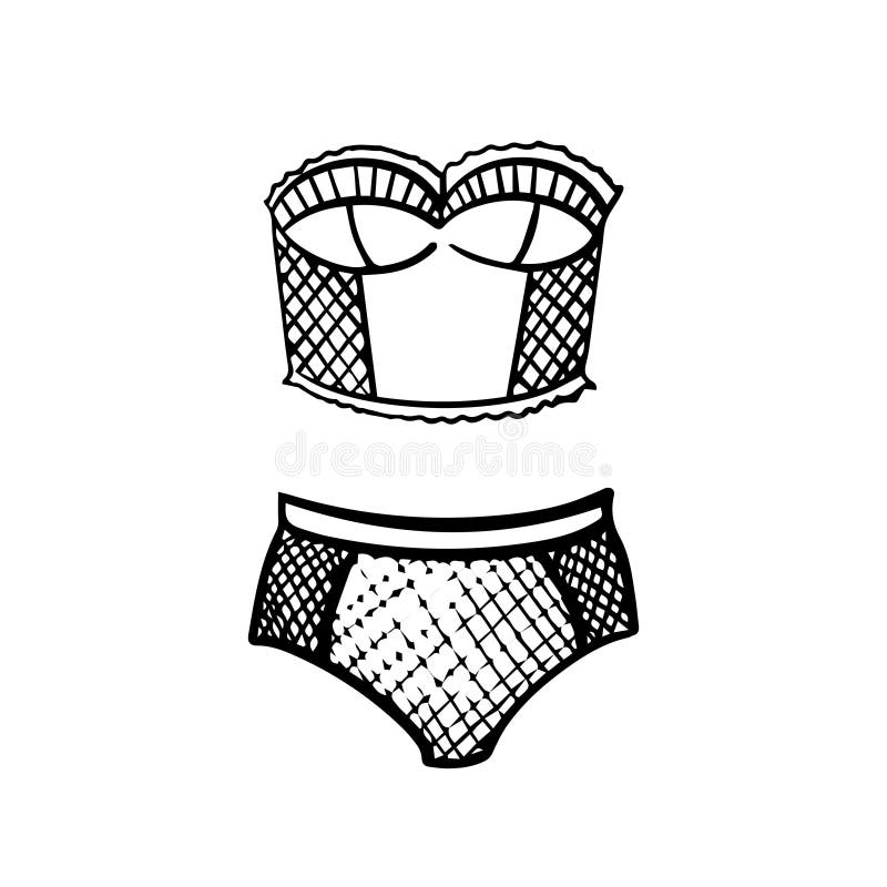 ilustração desenhada à mão de lingerie de renda. elemento de roupa íntima  feminina. vestuário feminino 18034090 Vetor no Vecteezy