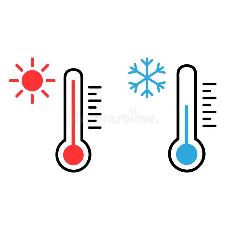 Conjunto de ícones do vetor termômetro Coleção de símbolos de ilustração de clima quente e frio