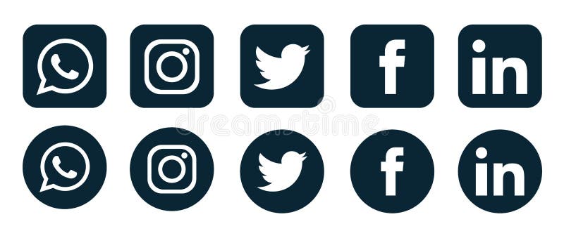 Conjunto de ícones de logotipos populares de mídia social Instagram Facebook Twitter Youtube WhatsApp linkedin element vetor