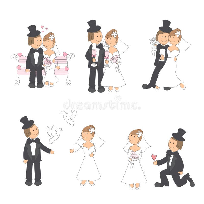 Conjunto del ejemplo de la boda stock de ilustración Conjunto del ejemplo de la boda stock de ilustración