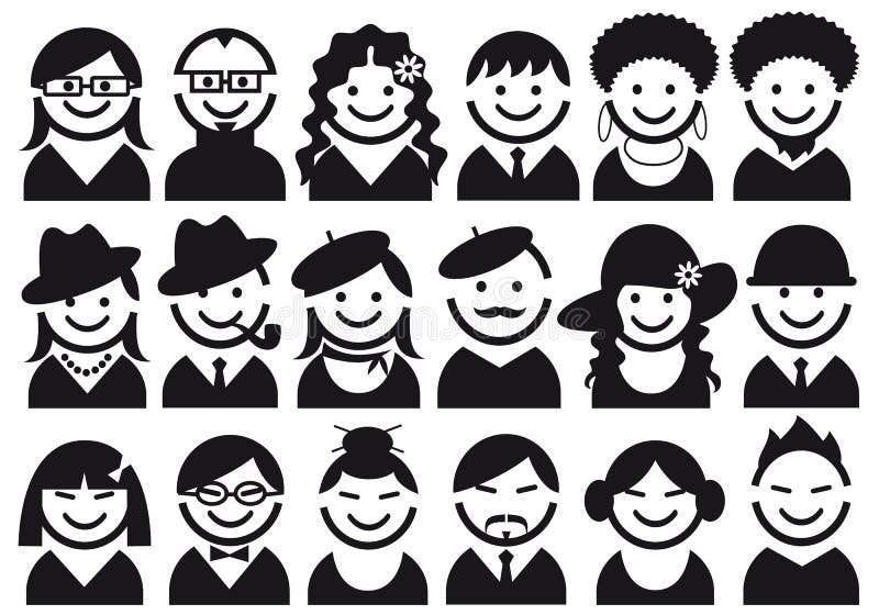 Conjunto del icono de la gente stock de ilustración Conjunto del icono de la gente stock de ilustración