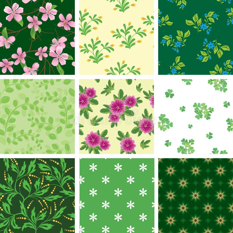 Conjunto del vario modelo floral inconsútil ilustración del vector Conjunto del vario modelo floral inconsútil ilustración del vector