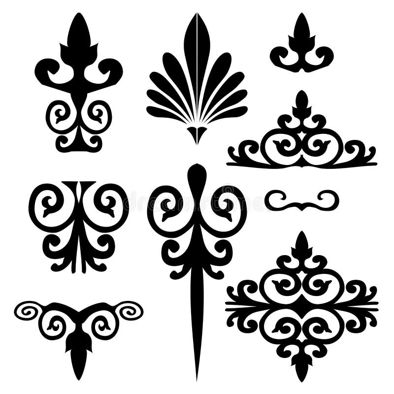 Conjunto de elementos florales vectoriales stock de ilustración