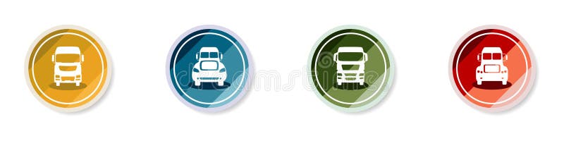 Tractor from the front icon collection. Set of stylish buttons with transport. Modern transport logo. Truck delivery icons set. Vector illustration. Tractor from the front icon collection. Set of stylish buttons with transport. Modern transport logo. Truck delivery icons set. Vector illustration.