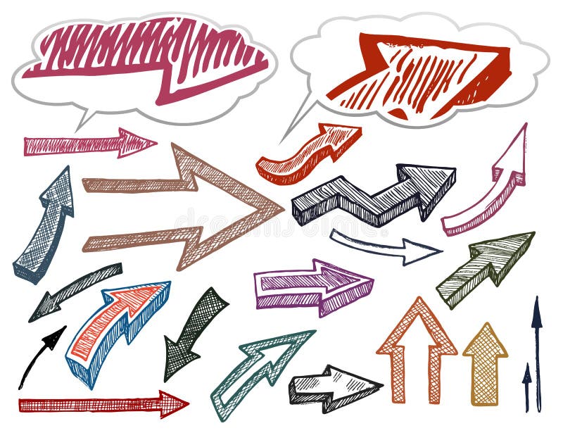 Conjunto drenado mano de la ilustración de las flechas libre illustration Conjunto drenado mano de la ilustración de las flechas libre illustration