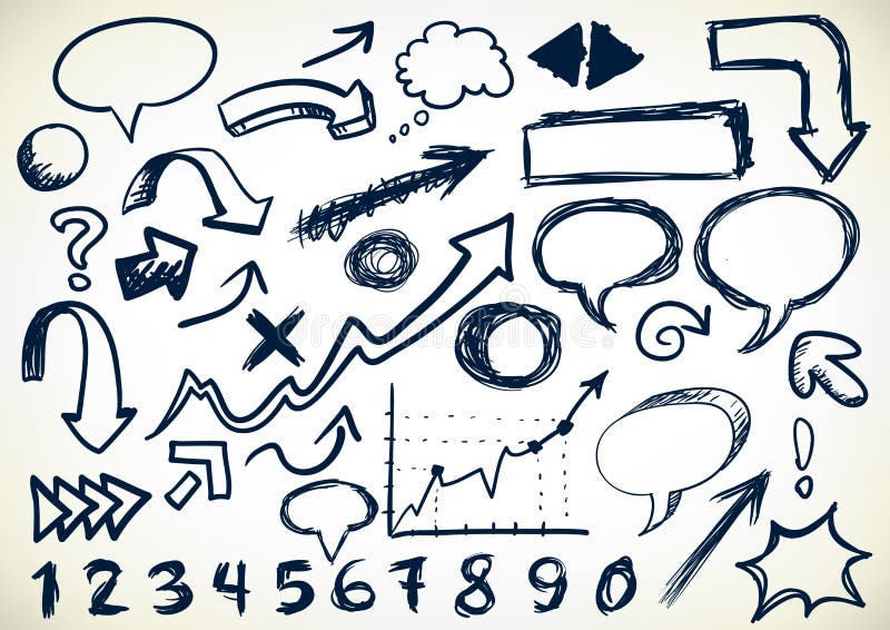 Conjunto a mano de Doodles ilustración del vector Conjunto a mano de Doodles ilustración del vector