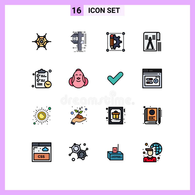 pacote de 16 sinais e símbolos modernos de cores planas para mídia