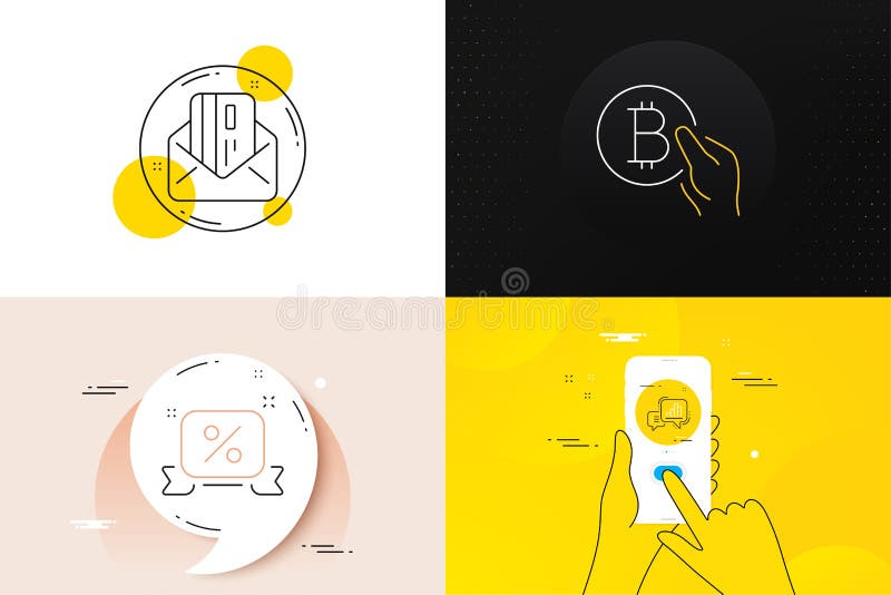 Conjunto mínimo de iconos de línea de pagas de bitcoin de tarjeta de crédito e gráfico de gráficos. para el desarrollo web. vector libre illustration