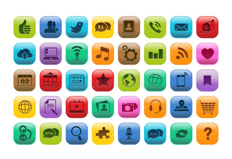 Conjunto móvil del icono del botón del App libre illustration Conjunto móvil del icono del botón del App libre illustration