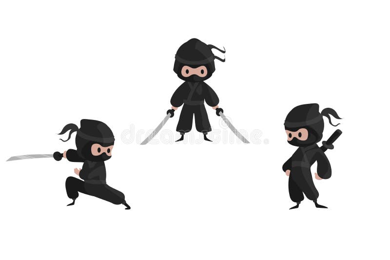 Personagem Ninja. Lutador Bonito Dos Desenhos Animados Com A Espada Para A  Ilustração Das Crianças, Impressões E Cartazes, Guerreiro Asiático  Engraçado Com Conjunto Do Emblema Da Espada. Royalty Free SVG, Cliparts,  Vetores