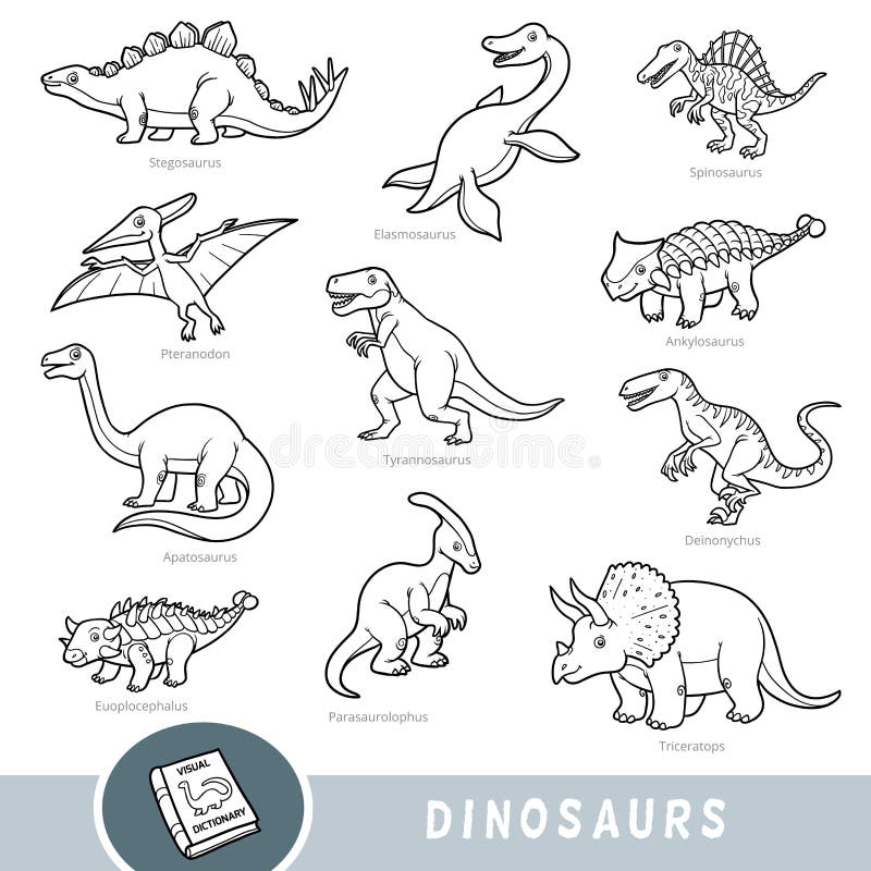 Desenho De Conjunto Dinossauros Coloridos Para Coleção História Do