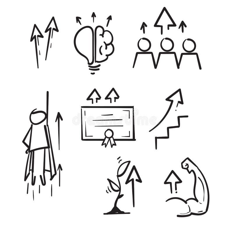 Conjunto Simple De Iconos De Línea De Vectores Relacionados Con El  Crecimiento Personal Dibujado a Mano En El Vector De Estilo Do Ilustración  del Vector - Ilustración de desarrollo, nivel: 200658146
