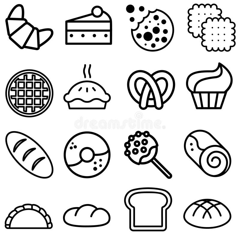 Conjunto vectorial de iconos de panadería colección de signos de ilustración de productos de panadería símbolo de pan libre illustration Conjunto vectorial de iconos de panadería colección de signos de ilustración de productos de panadería símbolo de pan libre illustration