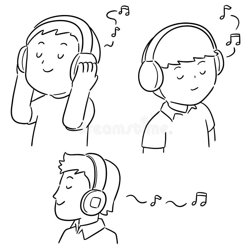 Conjunto Vectorial De Personas Escuchando Música Ilustración del Vector -  Ilustración de sonido, movilidad: 188654546