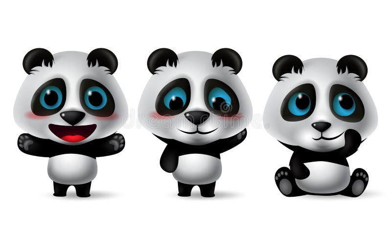 Desenho vetorial de personagem panda fofo, cartão de felicitações