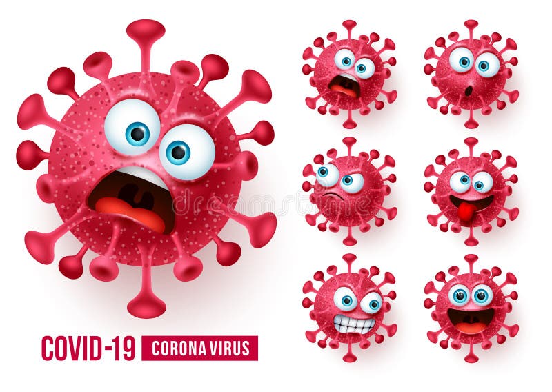 Conjunto vetorial do vírus da corona Covid19 Covid-19 coronavirus emojis e emoticons