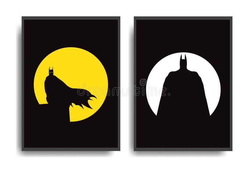 2 sets of Batman Minimalist Hero Posters, incredible heroes. Vector Illustration. 2 sets of Batman Minimalist Hero Posters, incredible heroes. Vector Illustration