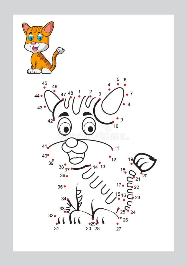 Connect the dots game and coloring pages learning free form shape printable vector on background