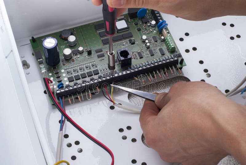 Connect electronics stock photo. Image of hand, assembly 62731120