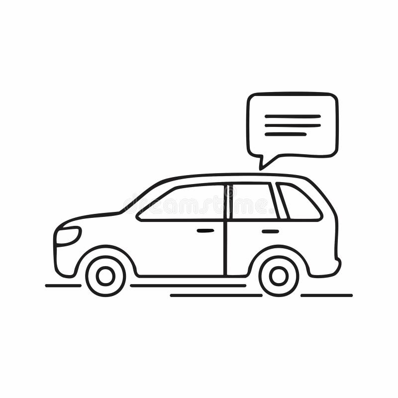 Connected Car Communication Line Icon vector illustration