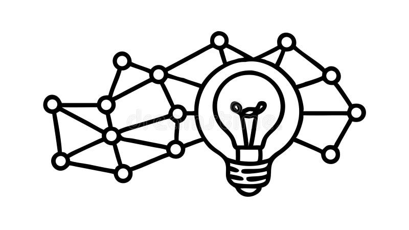 Connected Idea Network Icon, Collaborative Innovation Link, vector design Generative AI stock illustration