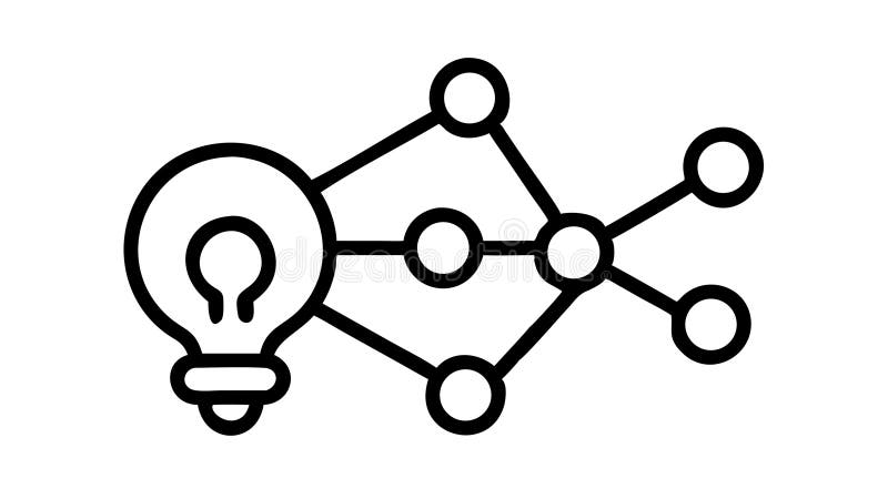 Connected Idea Network Icon, Collaborative Innovation Link, vector design Generative AI stock illustration