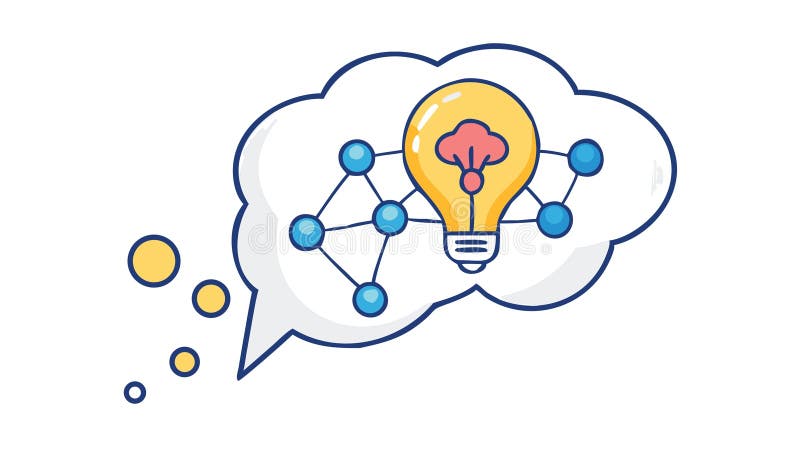 Connected Idea Network Icon, Collaborative Innovation Link, vector design Generative AI stock illustration