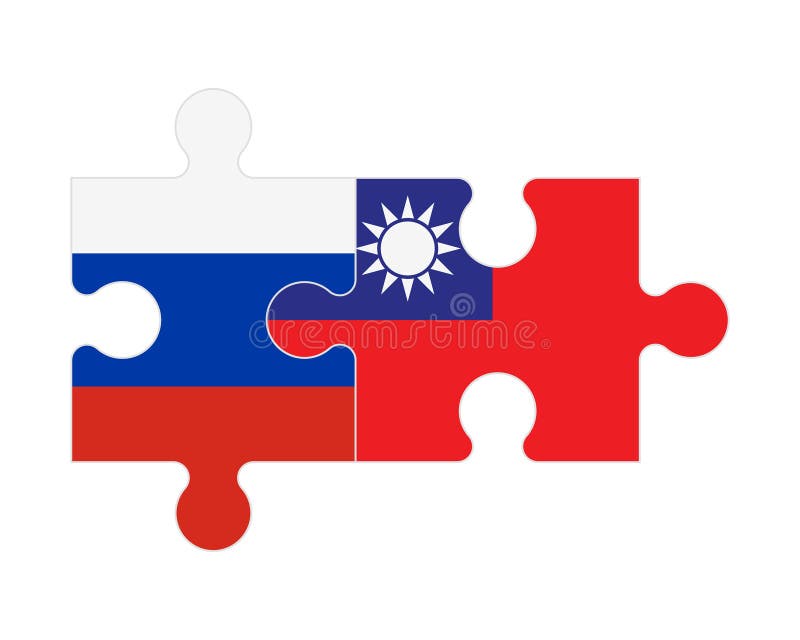 Puzzle of Flags of Russia and Taiwan, Vector Stock Vector