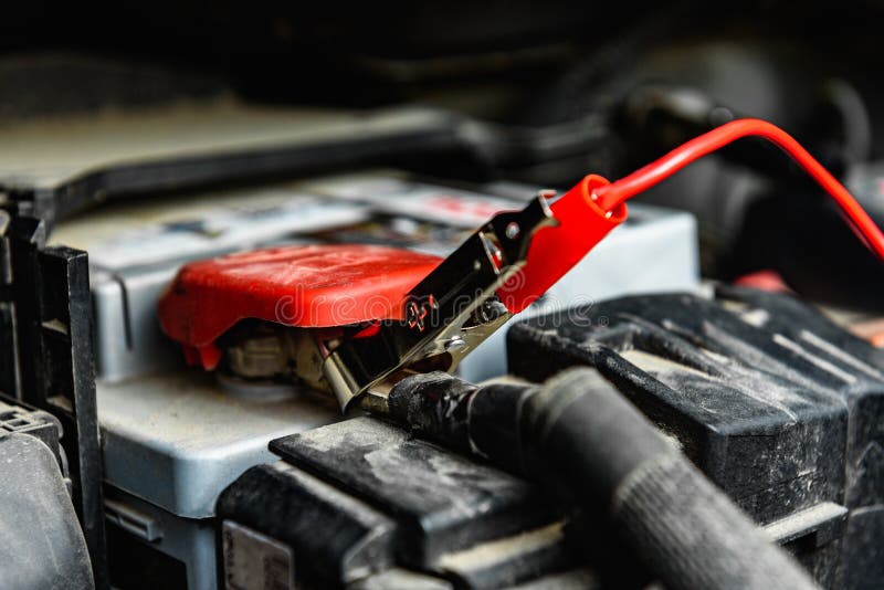 Connected Terminal To the Plus of the Car Battery. Stock Image Image