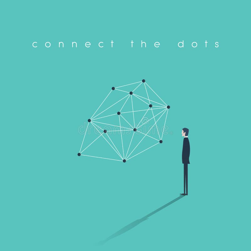 Connecting dots business concept. Problem solution finding abstract vector illustration with businessman. vector illustration