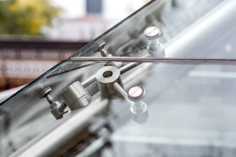 Connecting Fasteners for Glass Structures. Stock Photo Image of